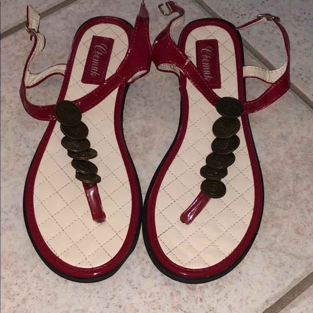 Red coin sandals
